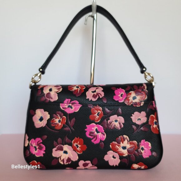 KATE SPADE Hudson Fall Poppies Pebbled Leather Medium Flap Convertible Shoulder⭐ - Picture 7 of 16